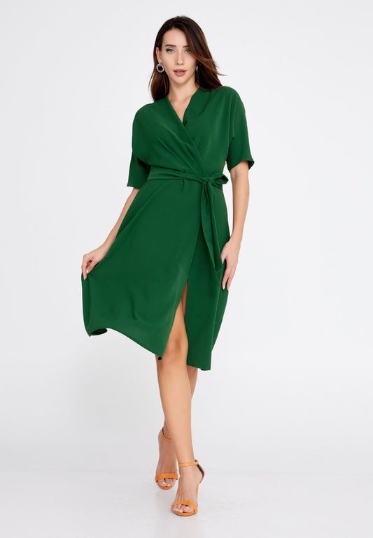 Green Crepe Midi Dress 3