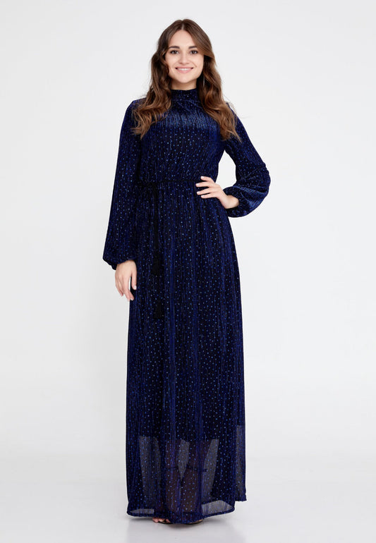 Navy Blue Tulle Maxi Dress 3