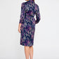 Navy Fuchsia Satin Midi Dress 2