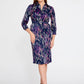Navy Fuchsia Satin Midi Dress 4