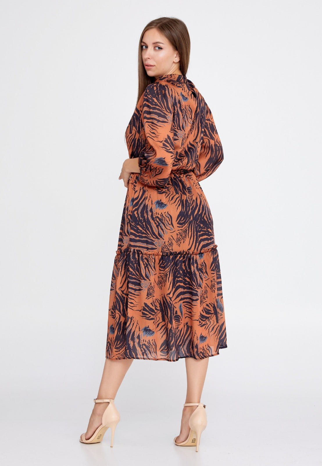 Orange Black Midi Dress 1