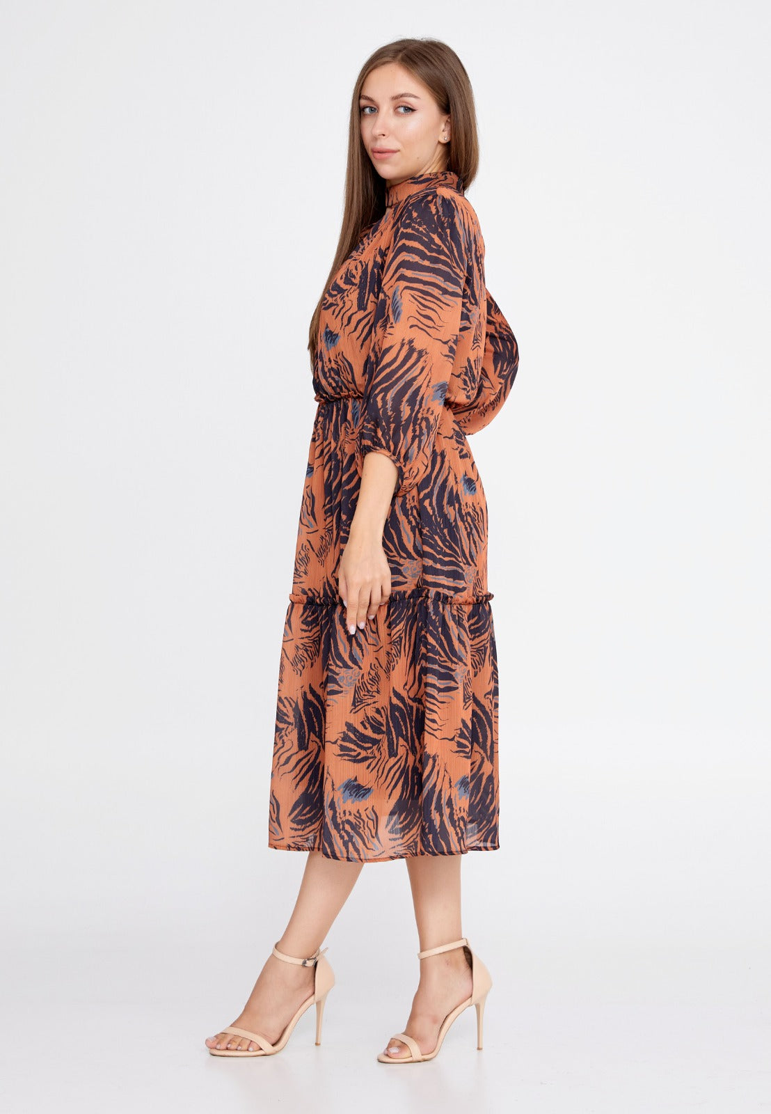 Orange Black Midi Dress 3