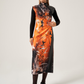 Orange Sleeveless Snap Button Closure Dress