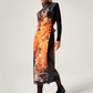 Orange Sleeveless Snap Button Closure Dress