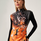 Orange Sleeveless Snap Button Closure Dress