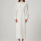 Organza Long-Sleeved White Polyester Dress