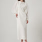 Organza Long-Sleeved White Polyester Dress