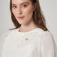 Organza Long-Sleeved White Polyester Dress