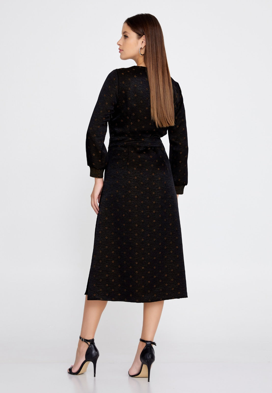 Patterned Black Midi Dress 2