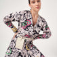 Floral Patterned Dress with Leather Belt Accessory