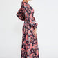 Pink Black Floral Crepe Maxi Dress 2