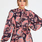 Pink Black Floral Crepe Maxi Dress 3