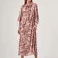 Powder Patterned Long Dress with Scarf