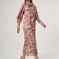 Powder Patterned Long Dress with Scarf
