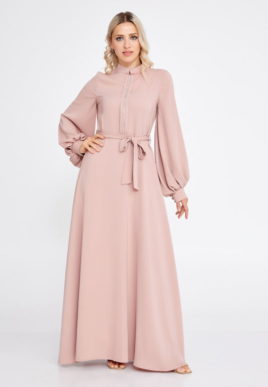 Powder Pink  Belted Maxi Dress 2