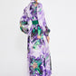 Purple Green Satin Midi Dress