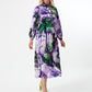 Purple Green Satin Midi Dress 5