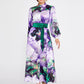 Purple Green Satin Midi Dress