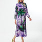 Purple Green Satin Midi Dress 6