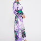 Purple Green Satin Midi Dress