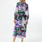 Purple Green Satin Midi Dress 7