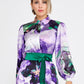 Purple Green Satin Midi Dress