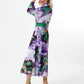 Purple Green Satin Midi Dress 8