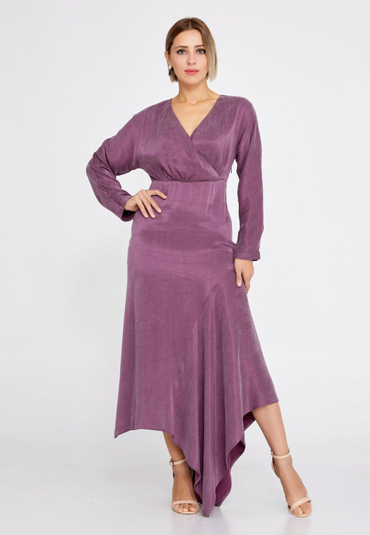 Purple Polyester Midi Dress 1