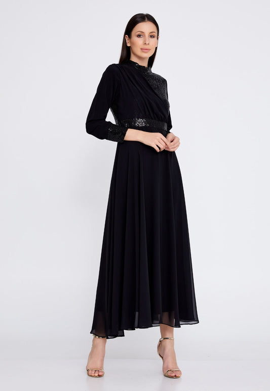 Raven Black Column Maxi Dress 2