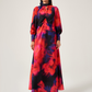 Red A-Line Batik Patterned Dress