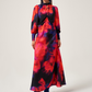 Red A-Line Batik Patterned Dress