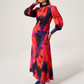 Red A-Line Batik Patterned Dress
