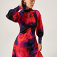 Red A-Line Batik Patterned Dress