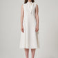 White Bow Tie Crepe Dress with Upper Collar