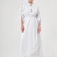 Long Sleeve Maxi Linen Column Regular White Dress